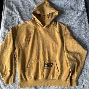 Just Attitude 1987 Oversized Cropped Hoodie M Mustard Fleece Cozy